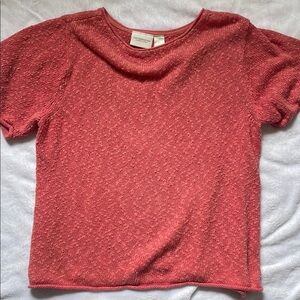 Red Textured Short Sleeve Top